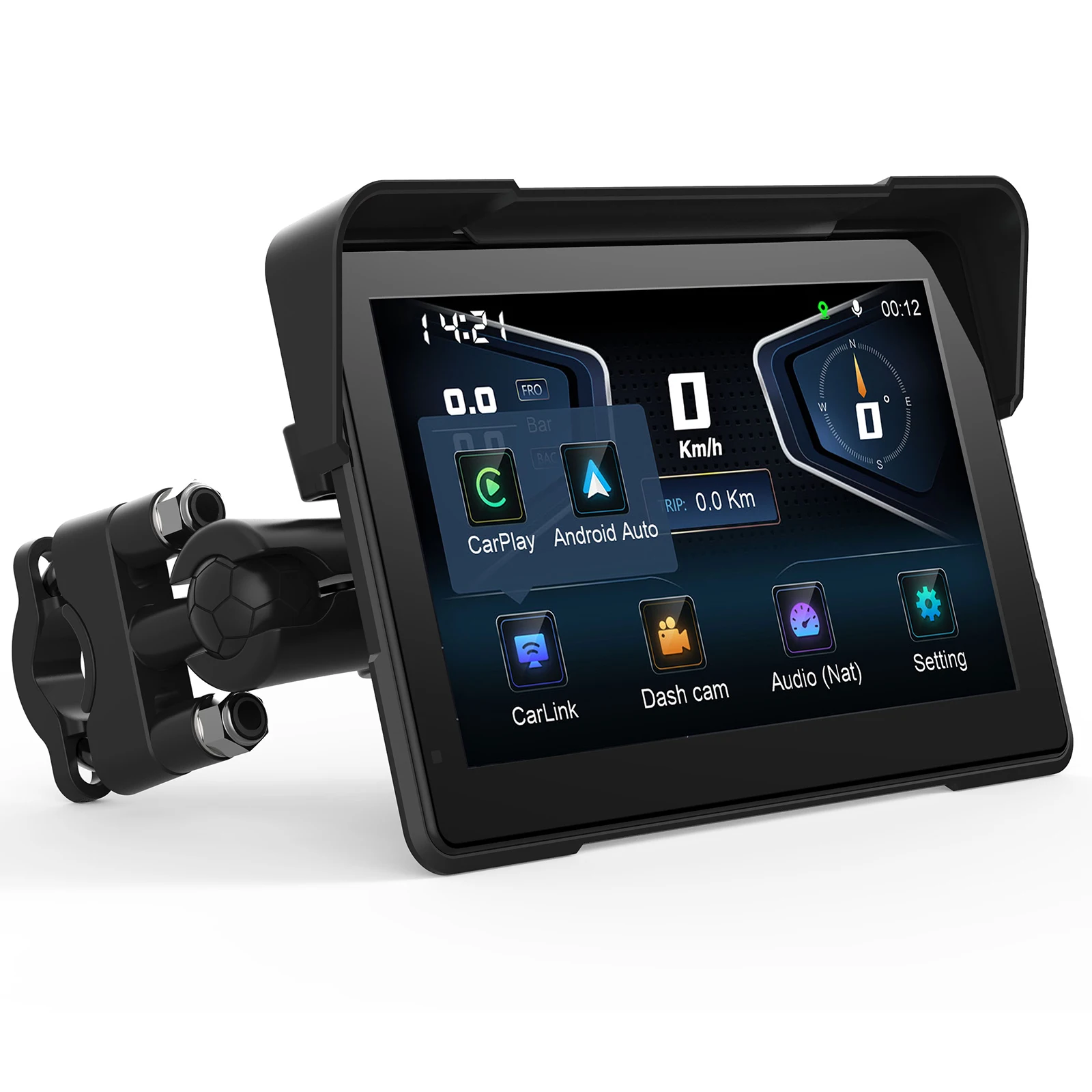 For EO:F93 motorcycle infotainment system 7-inch touch screen 1080P resolution loop recording with GPS trajectory rear BSD V4.0