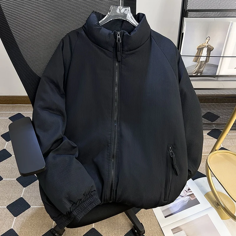 

Утепленная куртка унисекс из коричневого вельвета в американском ретро-стиле для мужчин и женщин, зимняя теплая куртка с воротником-стойкой