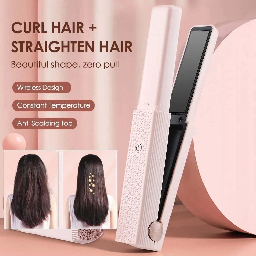 Hair Straightener Adjustment Cordless Usb Hair Straightener Mini Ceramics Hair Curler 3 Constant Temperature Portable Flat Iron