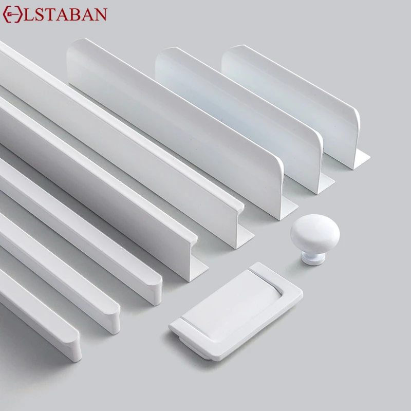 Modern Simple White Long Cabinet Handle Kitchen Cupboard Furniture Length Door Handle  Wardrobe Closet Hardware Drawer Pull Knob