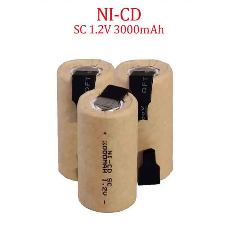 

SC NiCd 1.2V 3000Mah Sub C battery rechargeable battery with welding board for electric screwdriver/sweeper assembly battery