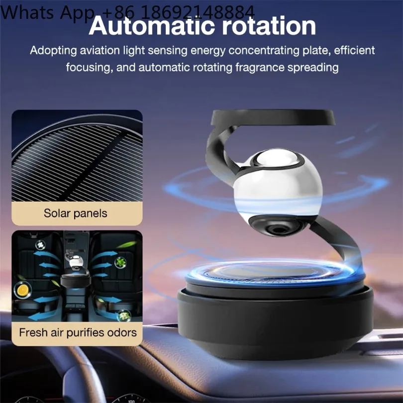 Solar Car Air Freshener Automatic Rotation Dashboard Fragrance Car Perfume Deodorant Oil Diffuser Auto Interiors Accessories