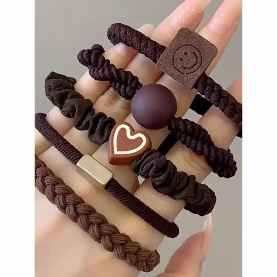 5 قطع من أربطة المرنة الراقية ذات الطراز الجديد مع مظهر بسيط وأنيق ومشابك شعر متينة للغاية وربطات شعر #1