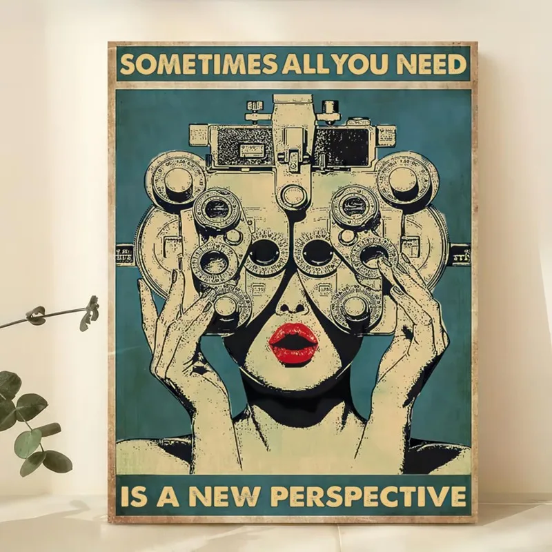 1pc Art Deco Retro Modern Inspirational Ophthalmology Head Illustration Canvas Poster, Frameless Wall Decor Art, Poster Wall Art
