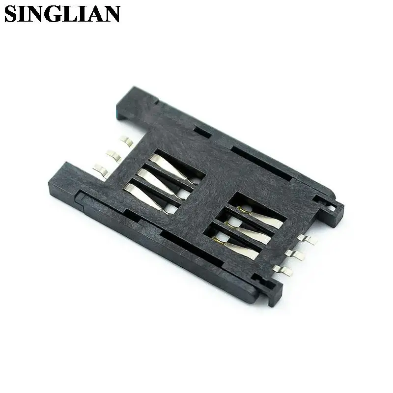 10pcs/lot SIM Card Base Clamshell Full Plastic Clamshell Card Holder Six Pin Communication Card Seat Clamshell SIM Card Slot 6P