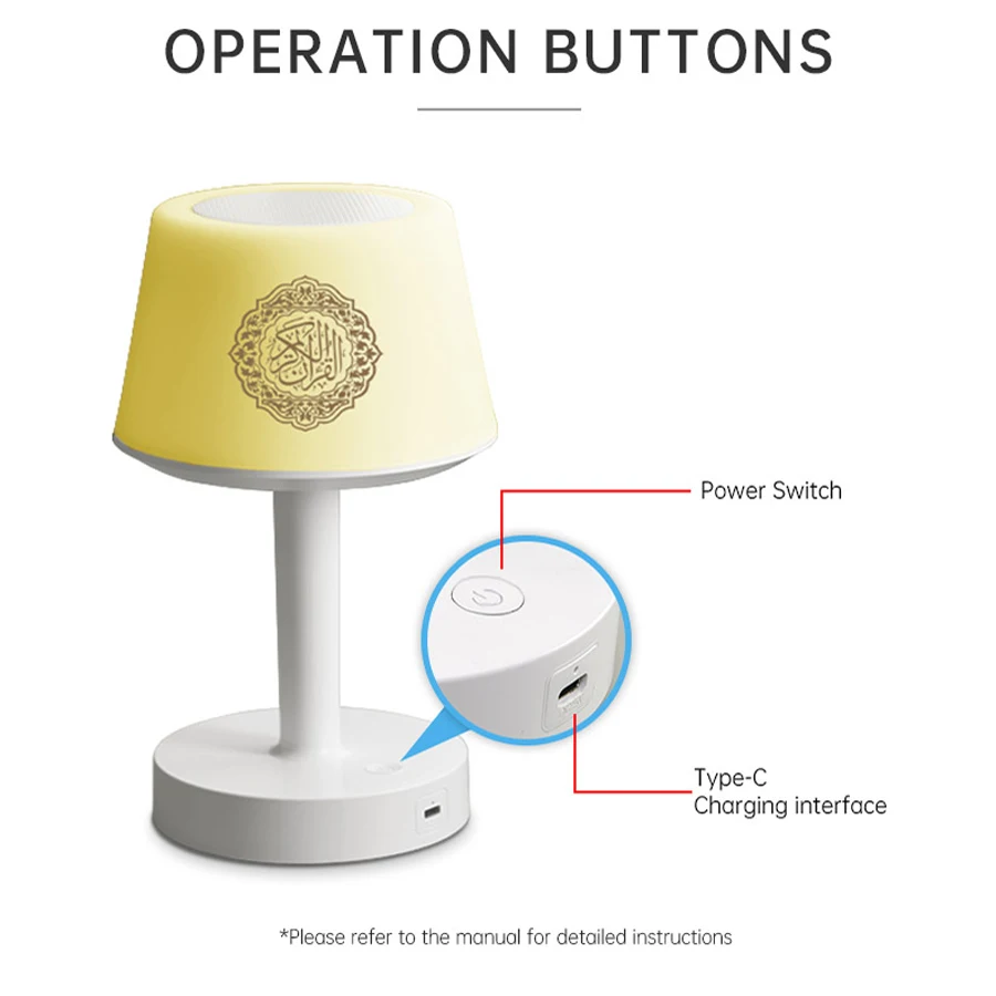 مشرق ليلة ضوء مصباح القرآن أذان مسلم القرآن المقدس سمّاعات بلوتوث المحمولة صندوق الصوت الموسيقى اللاسلكية Bocina Mp3 Caixa De Som