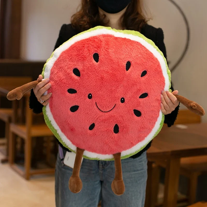 Kawaii Smile Watermelon Cushion Plush Toys Funny Cartoon Fruit Stuffed Pillow Soft Sofa Chair Cushion Lovely Home Decor