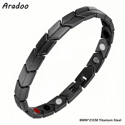 ARADOO Arrow Shaped Titanium Steel Magnetic Therapy Bracelet Cool Black Men's Link Bracelet