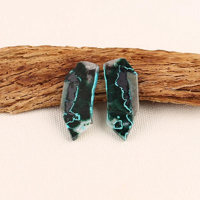 Natural Chrysocolla Gemstone Nugget Pair – Unique Matching Stones for Handmade Earrings