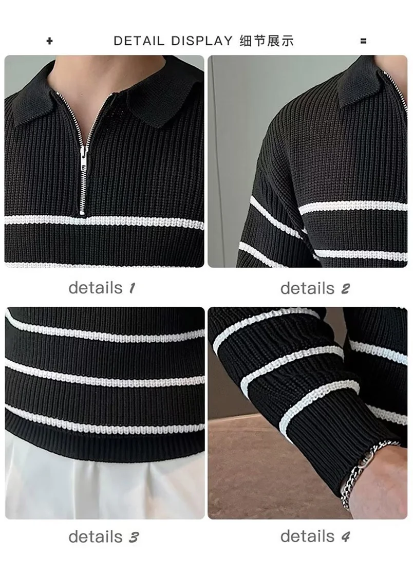 Striped Sweater Men Oversize Knit Business Casual Pullovers Mens Harajuku Clothes Spring Knitwears 2024