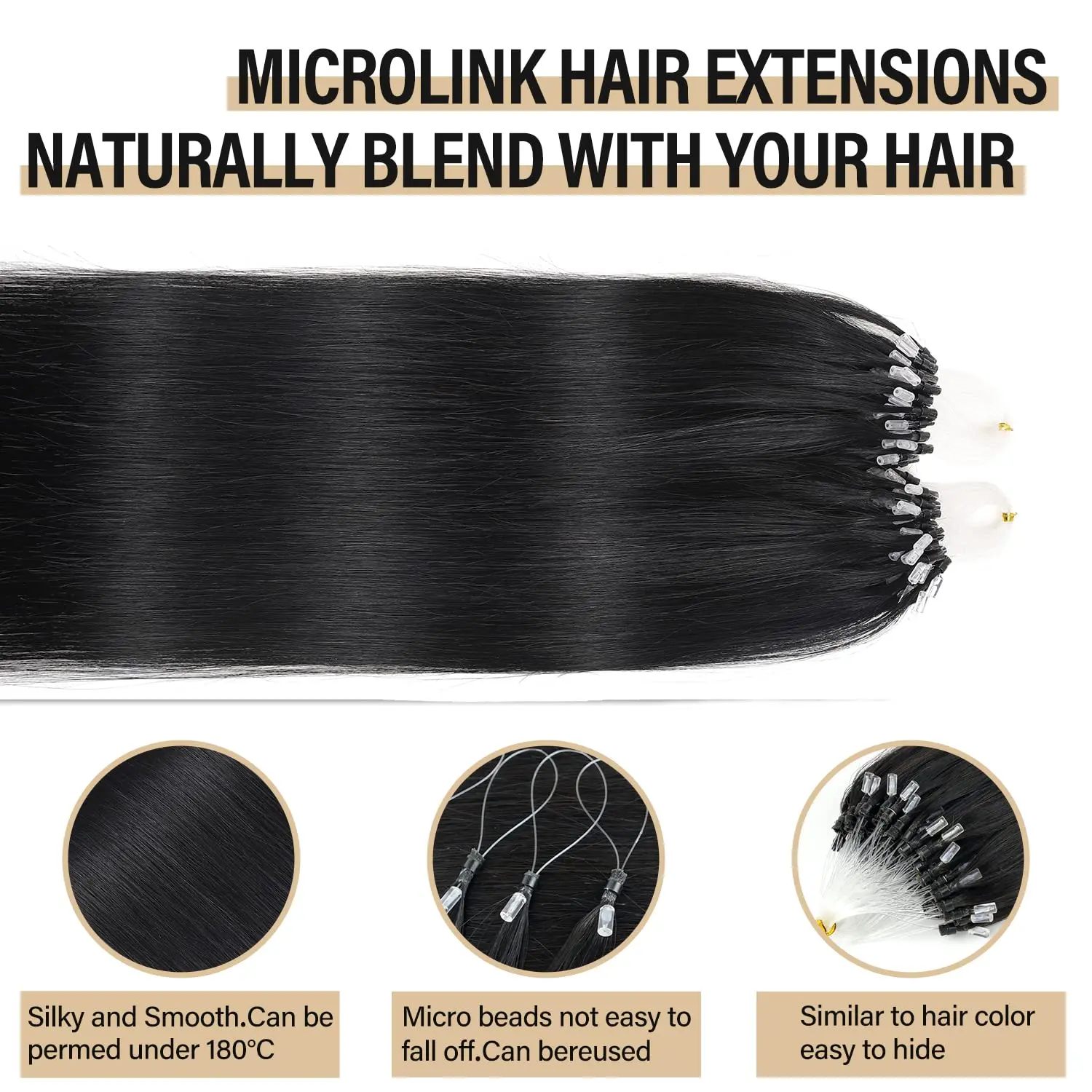 Estensioni dei capelli umani con Micro Loop dritto linea di pesce estensioni dei capelli Micro Link per capelli umani reali brasiliani naturali di alta qualità 2