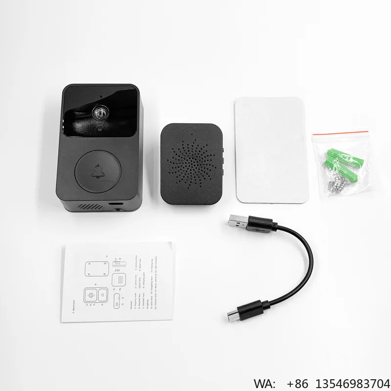 Smart Video Doorbell Camera Wi-Fi Rotatable Design Voice Assistant Control Wireless Night Vision 2-Way Audio Battery Powered