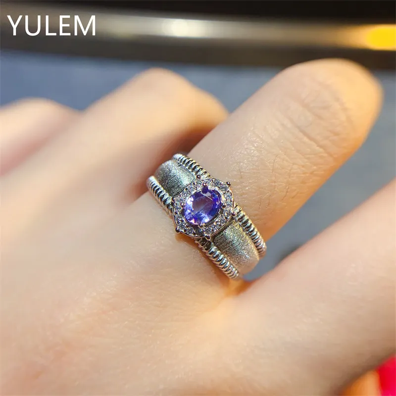 yulem-エレガントな天然タンザナイトリング-スターリング-925-シルバー-女性用-パーティー-誕生日ギフト