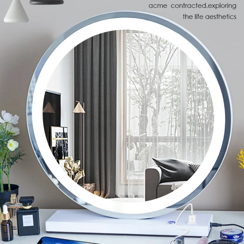 Large Decorative Mirror Modern Light Led Bathroom Vanity Smart Aesthetic Decorative Mirror Makeup Espejo Redondo Room Decoration