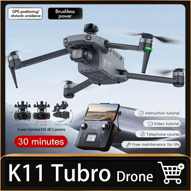 2024 K11 Tubro GPS Drone Professionnel 5G FPV Brushless Camera RC Quadcopter 360° lntelligent obstacle avoidance Children'S Toys