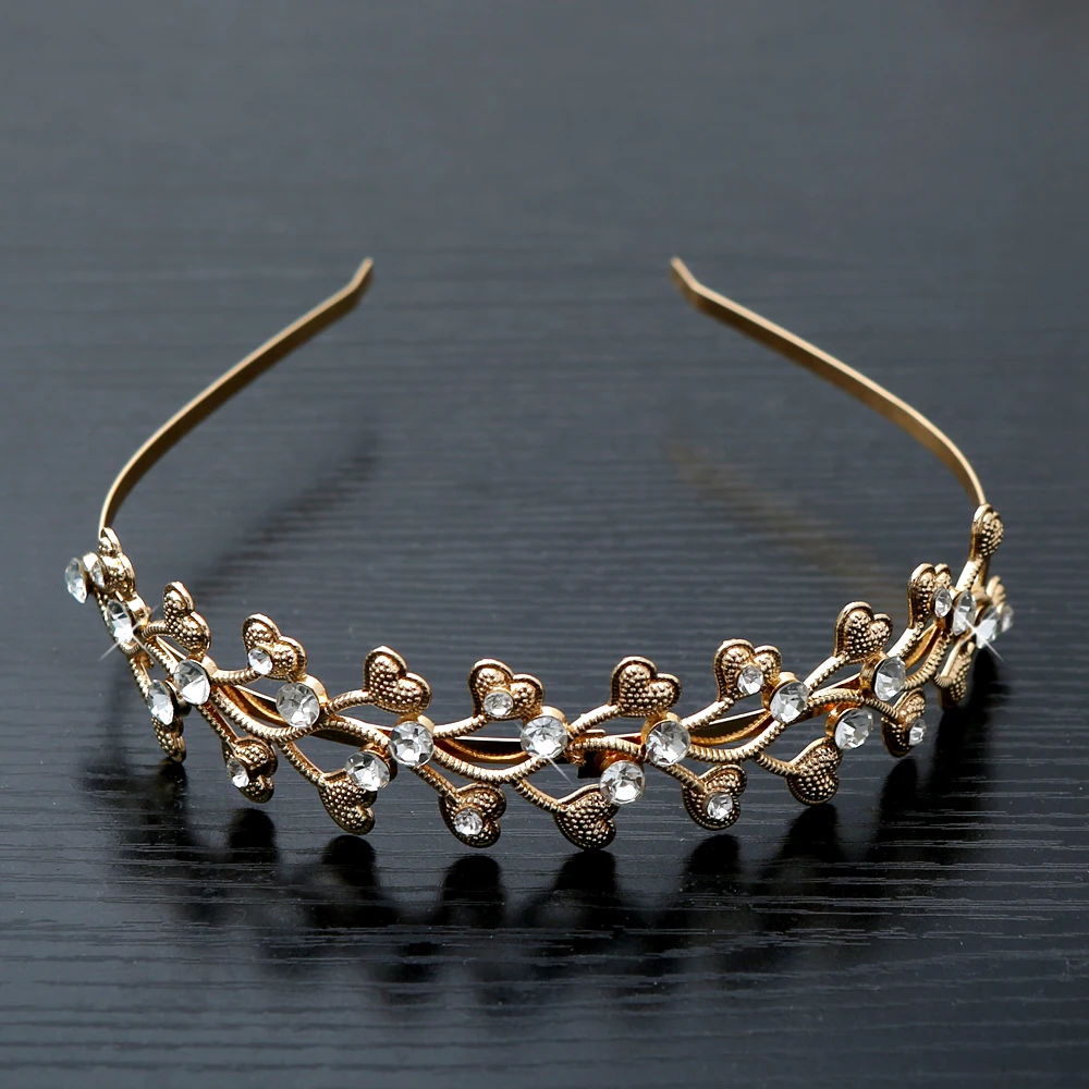 

1pc Exquisite Vintage Love Shape Hair Hoop Bands Korean Golden Wedding Bridal Accessories Headband Women Girls Retro Crown Tiara
