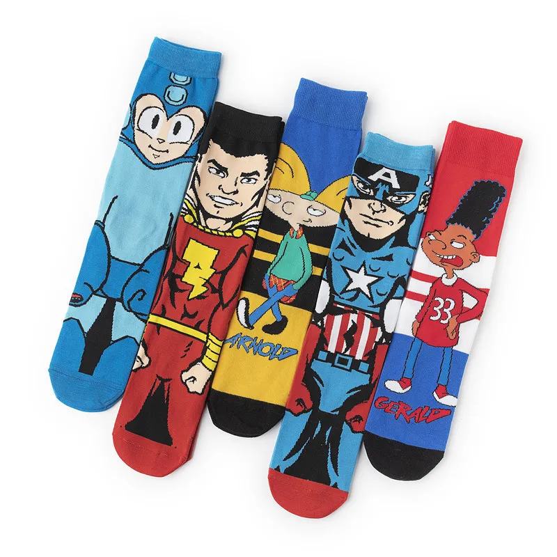 Anime Funny Socks Cosplay Superhero Cotton Cartoon Personality Socks Trend Stockings Adult Comics Socks Party