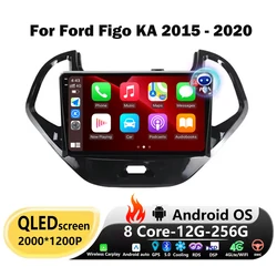 9'' Android 16 Auto For Ford Figo KA 2015-2020 QLED IPS Screen Car Radio Stereo Multimedia Wireless Video Carplay BT DSP 4G WIFI