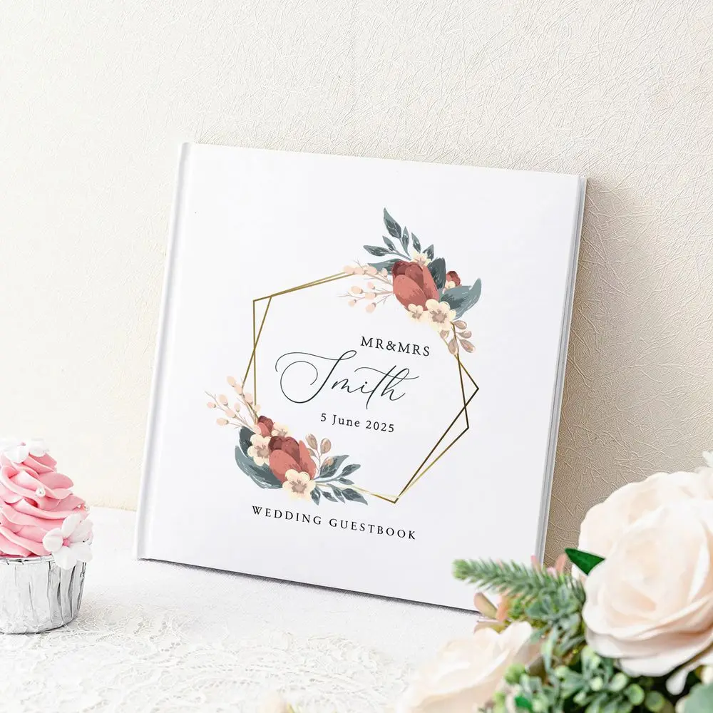 مخصص الزفاف ضيف كتاب أبيض فارغ DIY ألبوم صور أنيقة تسجيل في كتاب الطرف الجدول الديكور تذكار هدية دفتر مربع #4