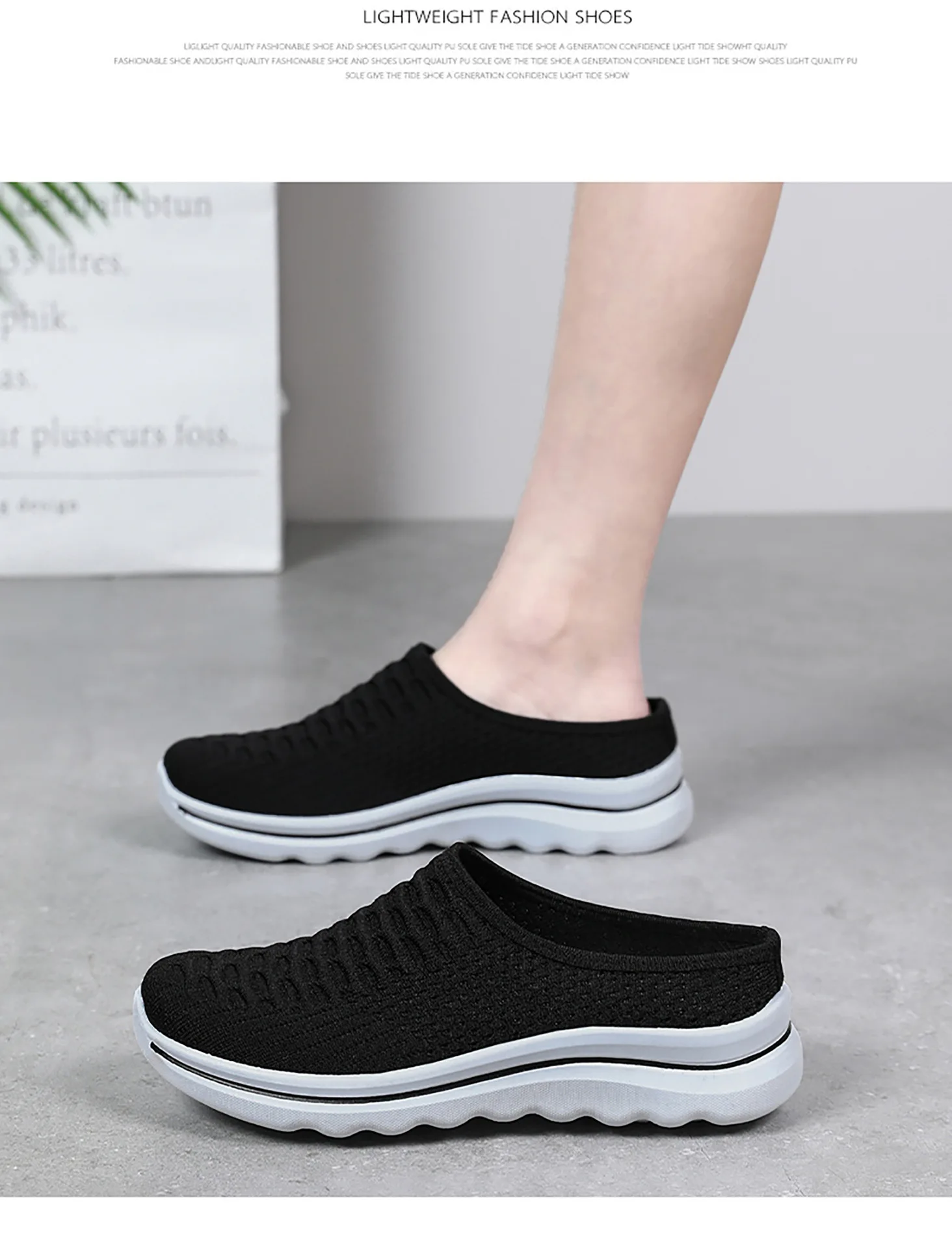 Übergrößen Damen Atmungsaktive Mesh-Pantoletten Slip-On Freizeitschuhe für Innen- und Außenbereich Tägliches Tragen – Detail 20