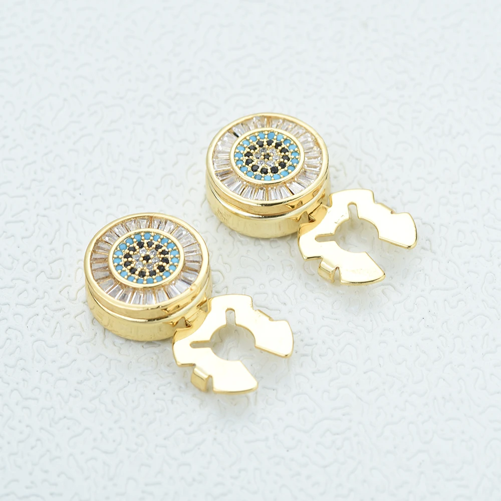 ICEYY Micro Pave Zircon Lucky Evil Eye Button Cover or Cufflinks for Mens or Womens Shirt,  Accessories Clothing Buttons