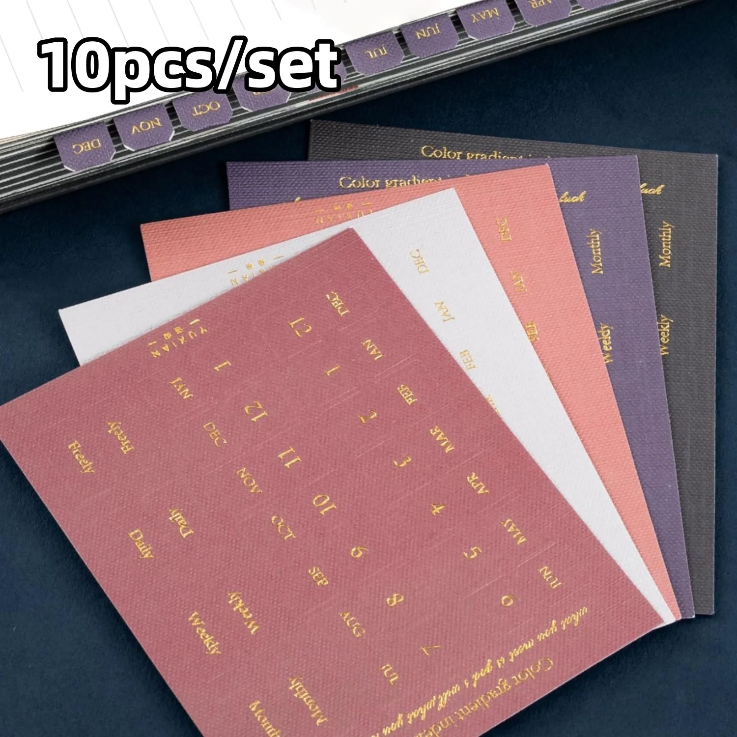 10 stuks zelfklevende maandelijkse afscheurbare kalenderstickers, inclusief digitale maanden (1-12), notitieplan indexlabels