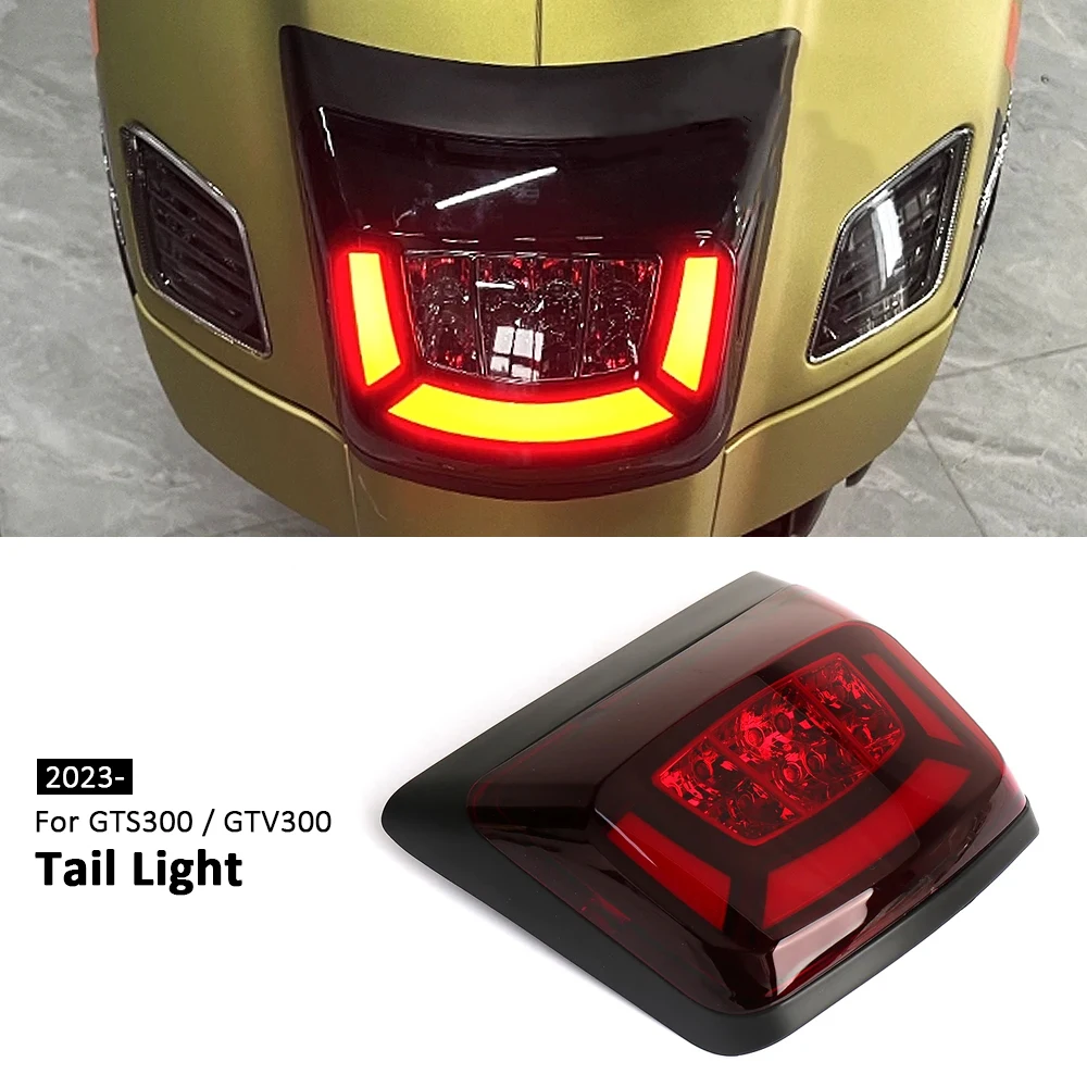 

GTS GTV 300 LED Tail Brake Light Red Smoke Lens Rear License Lamp Daytime Running Signal For Vespa GTS300 GTV300 2023 2024