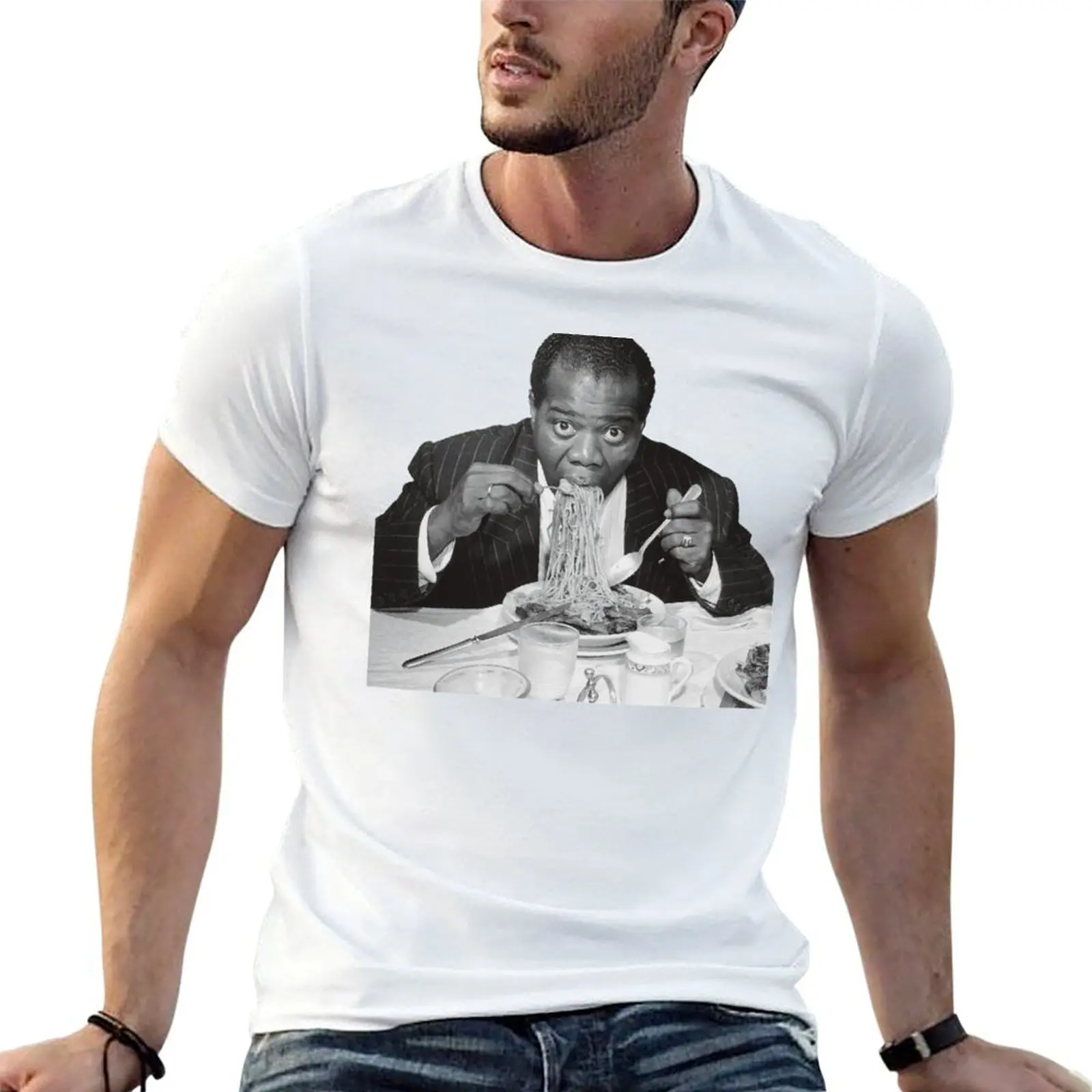 

Louis Armstrong Eating Spaghetti T-Shirt man t shirt graphic t shirts for man graphic cars T-Shirt