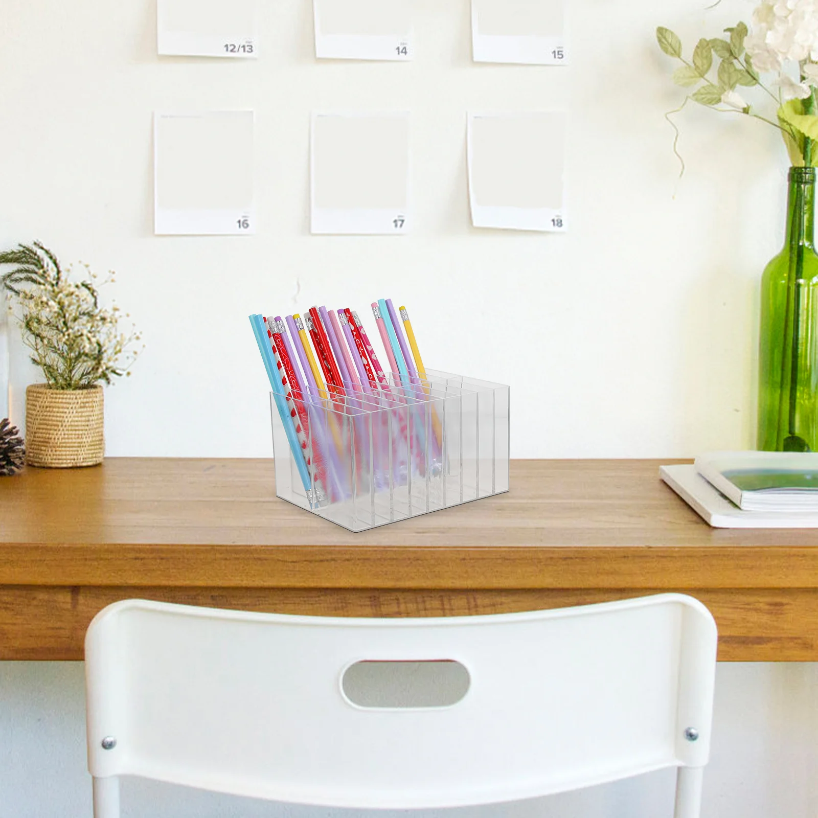 حامل قلم تحديد، حامل قلم بلاستيكي، حامل قلم مكتبي محمول، منظم متعدد الوظائف للسفر المكتبي والمدرسة