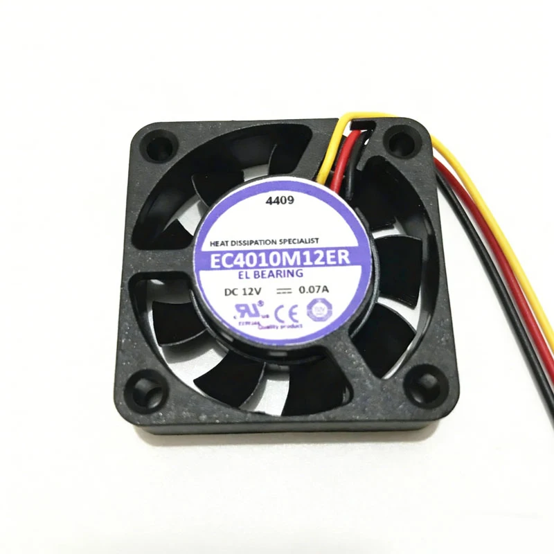 New For  EverCool EC4010M12ER DC 12V 0.07A 40x40x10mm 3-Wire Server Cooling Fan