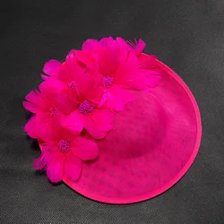 Large Flower Fascinator Hat , Sinamay Bridal Wedding Cocktail Tea Party Headwear Kentucky Derby Accessories for Women