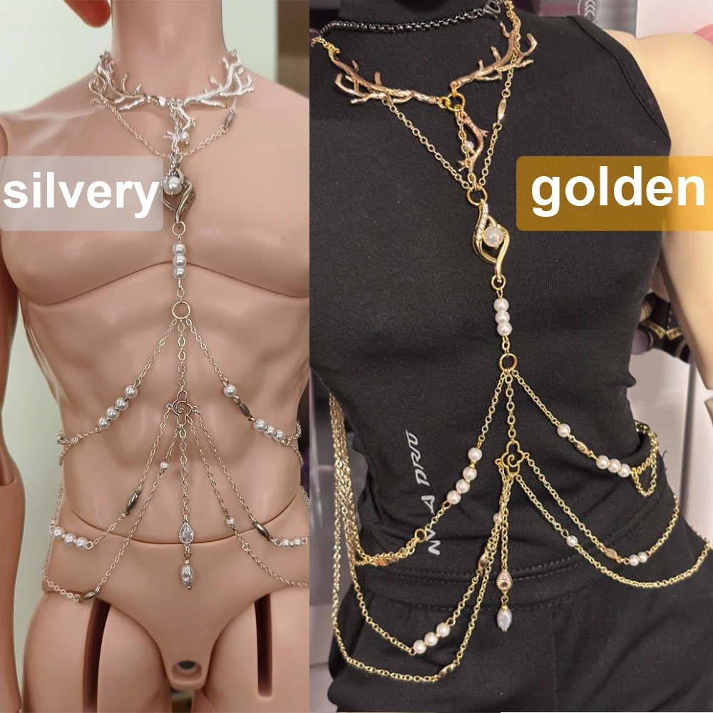 

D09-P755 children handmade toy BJD DD SD MSD 1/3 uncle BJD/SD doll accessories gold silver body chain 1pcs