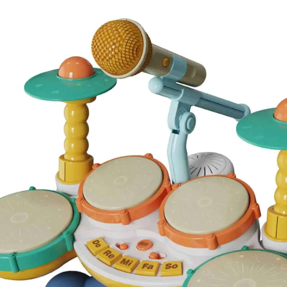 Conjunto de bateria multifuncional sem bpa, conjunto de bateria montessori para aprendizagem, brinquedos com microfone, educacional precoce