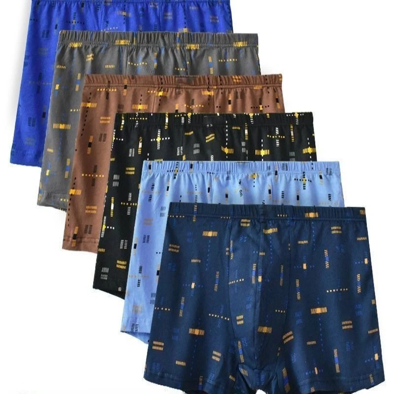 Large Size Boxers Loose Large Size Breathable Printing Middle-aged Young People Boxers Short Pants Pure Cotton Men's Underwear
