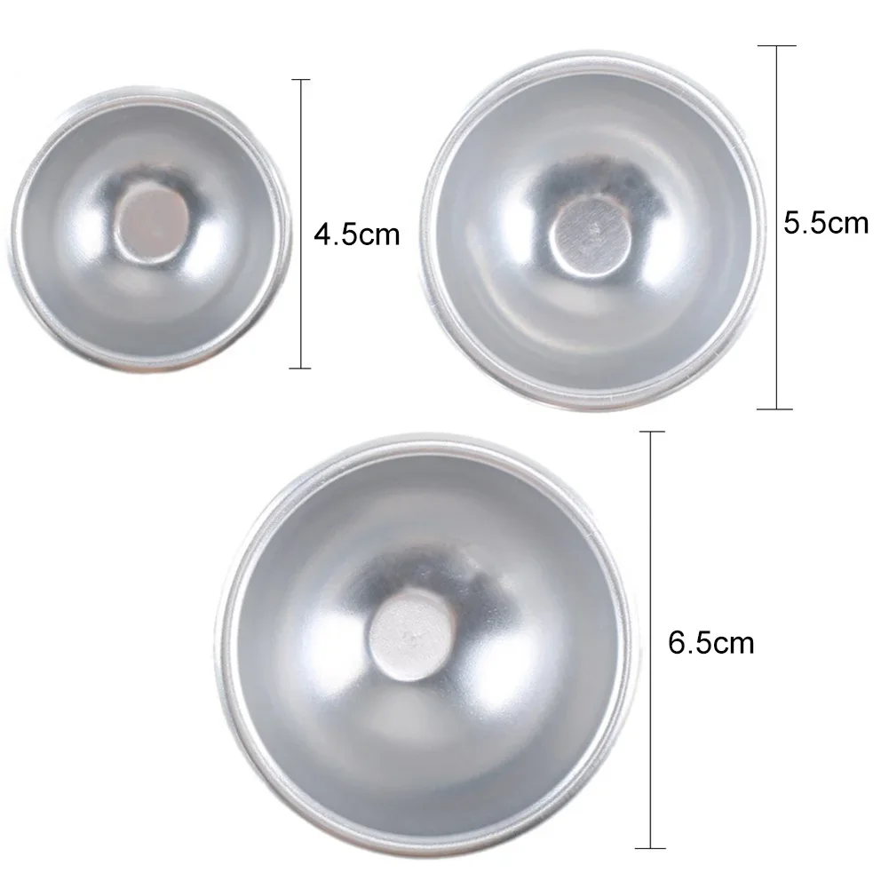 6PCS DIY Spa Tool Accessories Mini Aluminum Alloy Shallow Semicircle Bath Bomb Salt Ball Metal Mold 3D Sphere Shape 3 Size