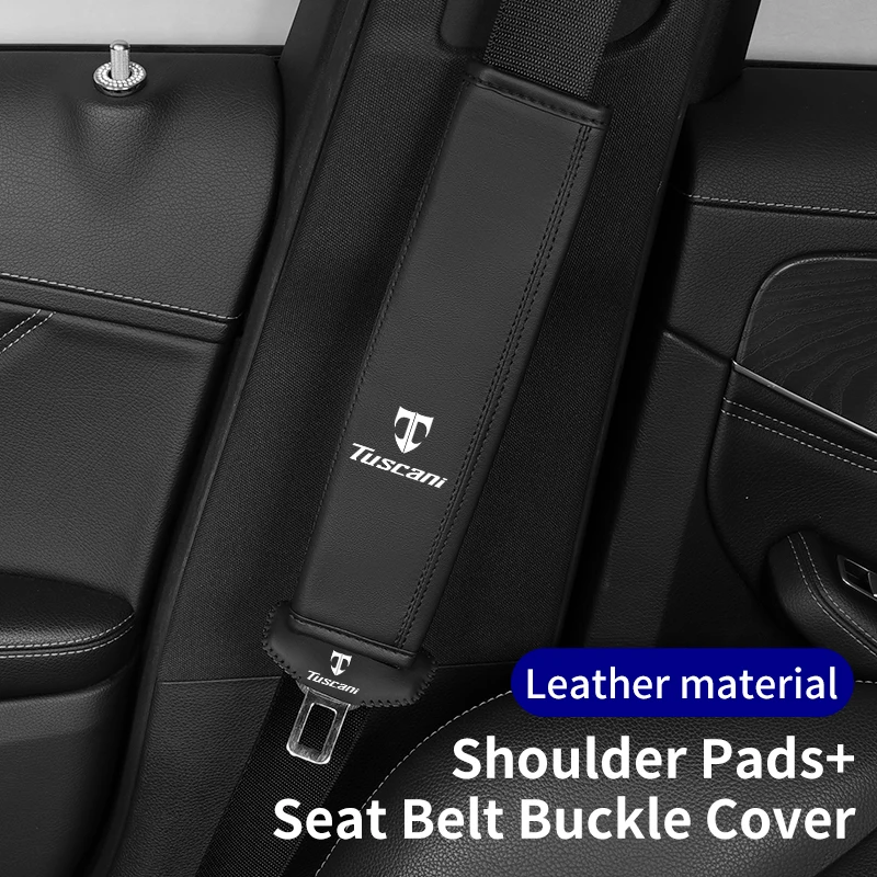 Car Seat Belt Buckle Cover Leather Auto Shoulder Pad For Hyun dai Tuscani Sonata Accent Elantra Grand Santa Fe Palisade Veloster