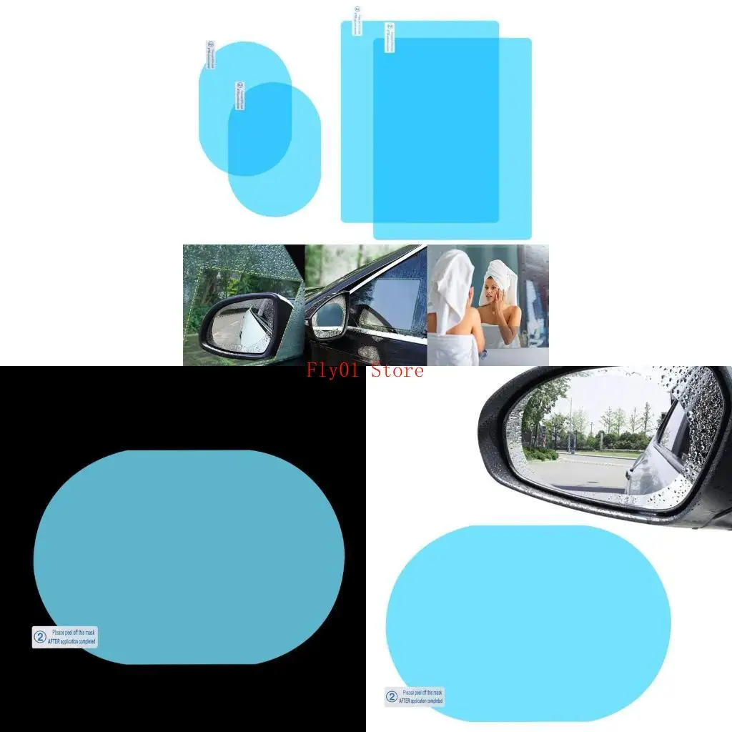 

4Pcs Car Rearview Mirror Film Rainproof Waterproof Mirror Film Anti Fog Coating