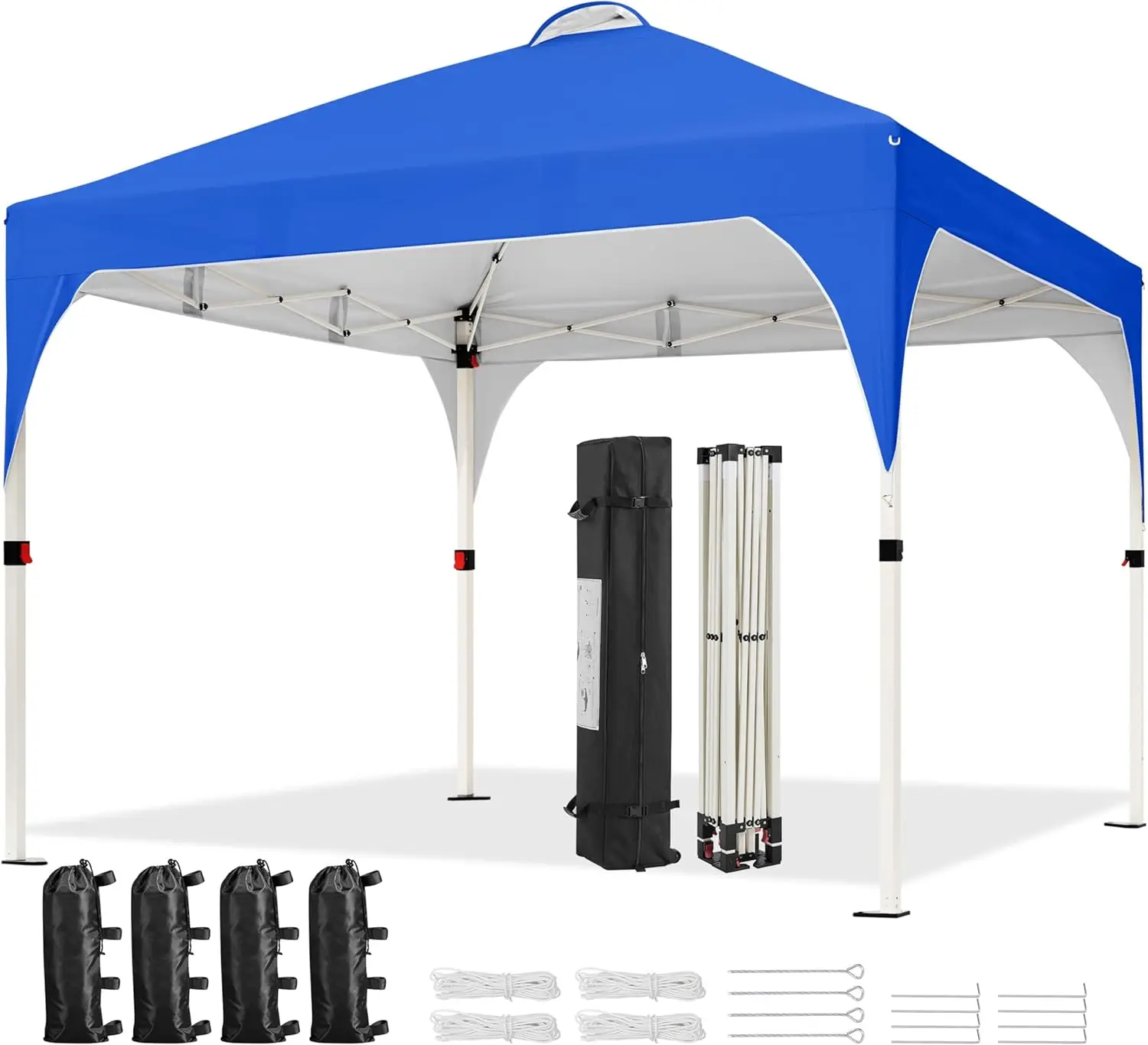 

10x10 Pop Up Canopy Tent with Vent, Easy Set Up Tent, Instant Sun Shelter Canopy with Wheeled Bag, 4 Sandbags, 12 Stakes & 4