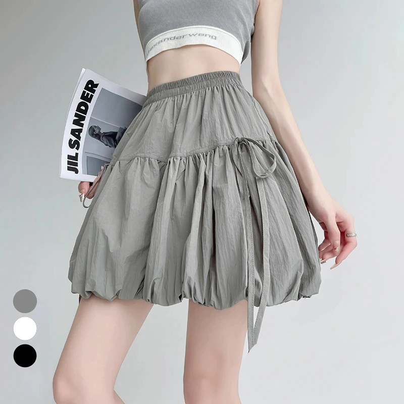 

Summer Short Bud Skirt Women Fashion Elastic High Waist Solid Color All-Match Sexy Mini Skirt Female Student Black Gray