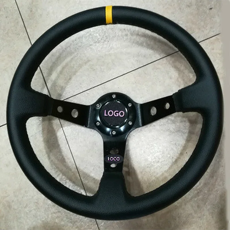 

Modified Racing Car 14 Inch Fluff Suede Leather Large Concave Matte Leather Universal Steering Wheel