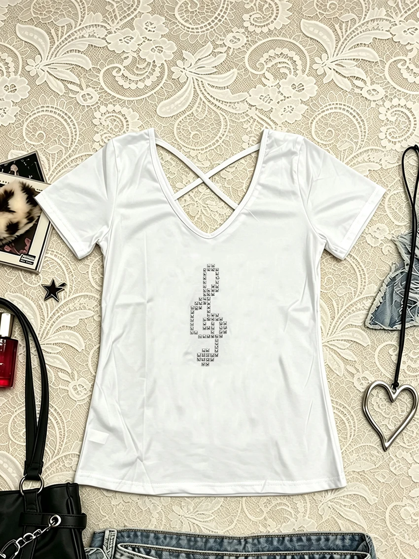 Grunge Goth Ladies V Neck Tee - đánh giá và giá Street Fashion Goth