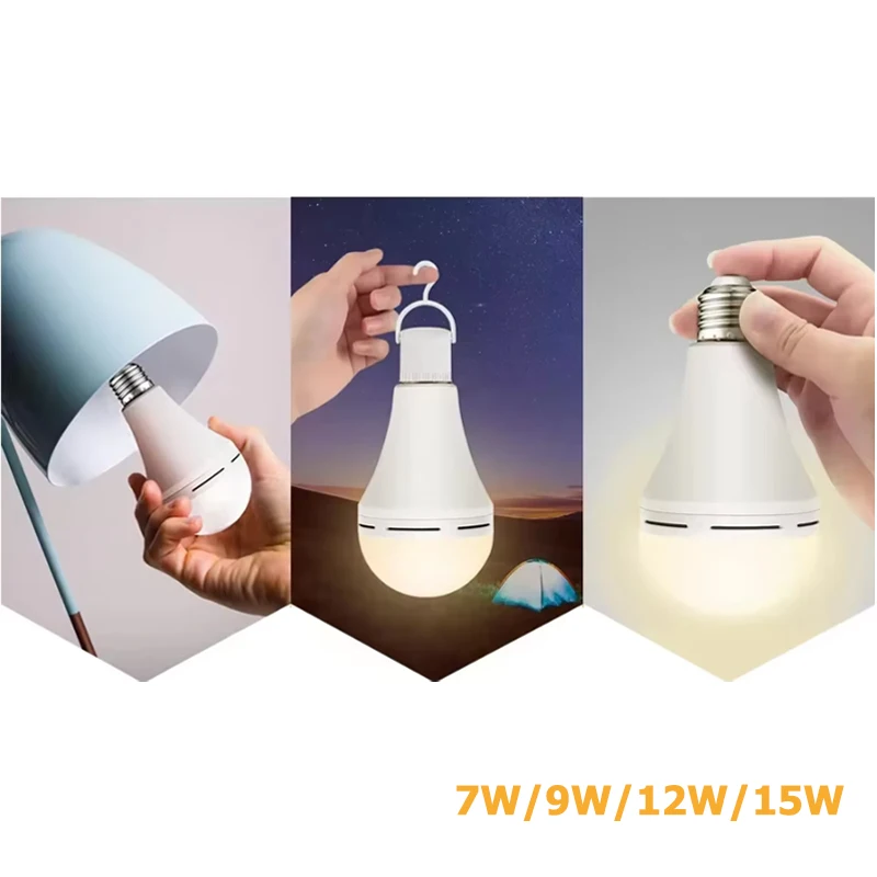 

7W 9W 12W 15W E27 LED Lamp Bulbs Rechargeable Battery Hanging Hook Lamp Multifunction Led Emergency Lamp Light LED Light Bulbs