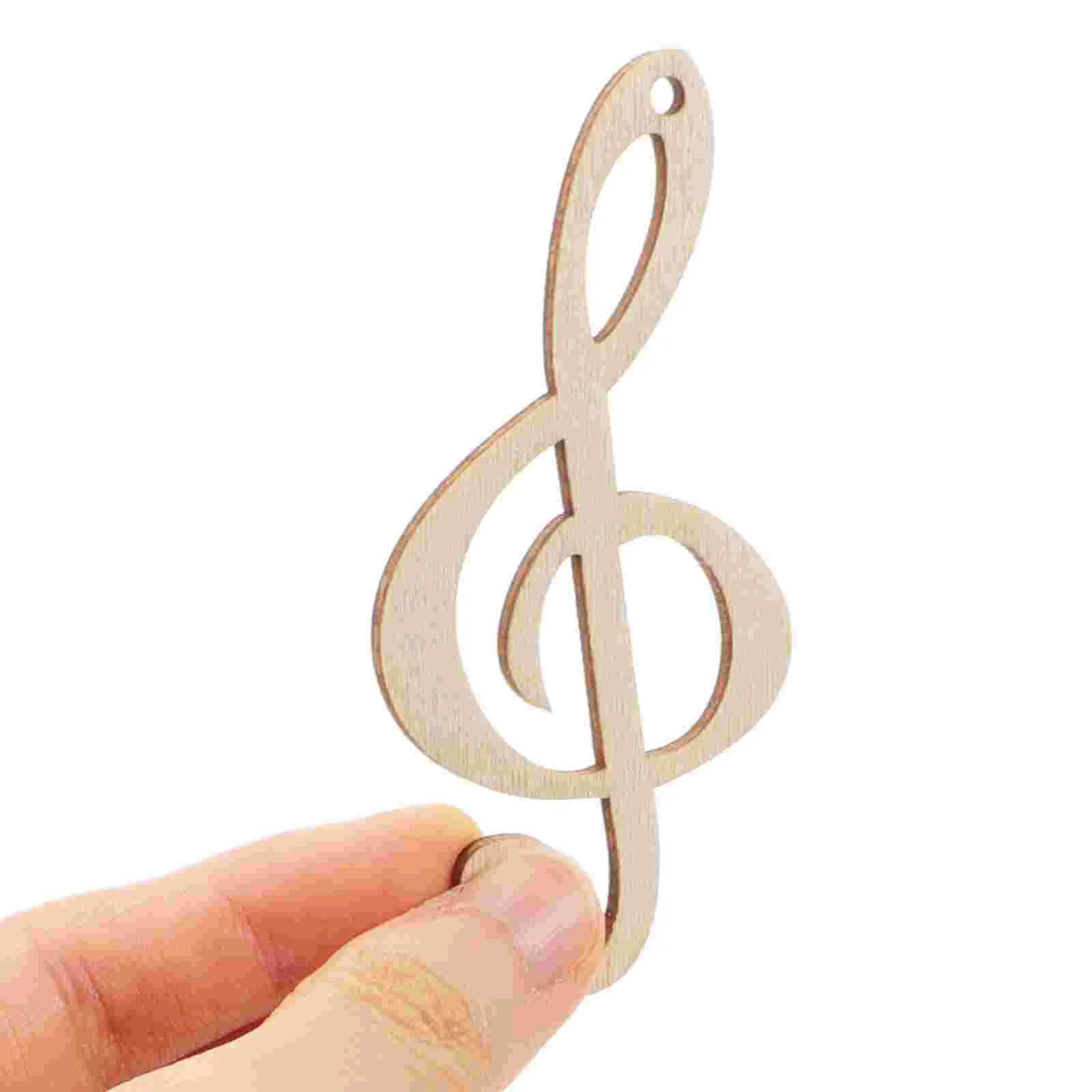 Tranches de pendentif en bois de note de musique pour bricolage, découpes en bois non finies, artisanat de dessin animé, matériel de fabricant beige pour enfant, 10 pièces