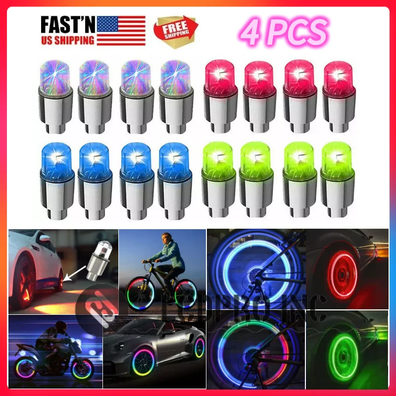 

4Pcs/Set LED Light For Car Wheel Dual-sensing Valve Tire Wheel Decoration Dazzling Blue Red Green Color Caps Cover Auto Accessor