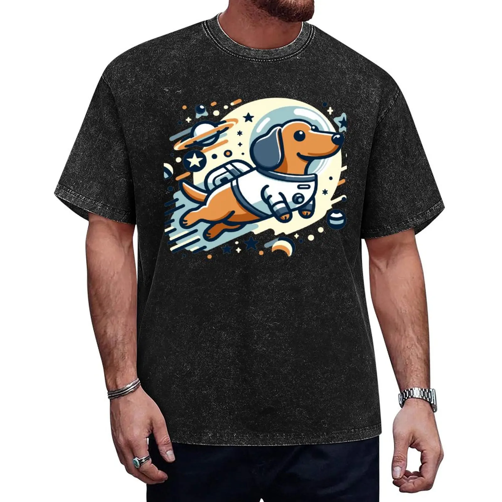 

Dachshund astronaut in space T-Shirt anime vintage anime shirt workout shirts for men