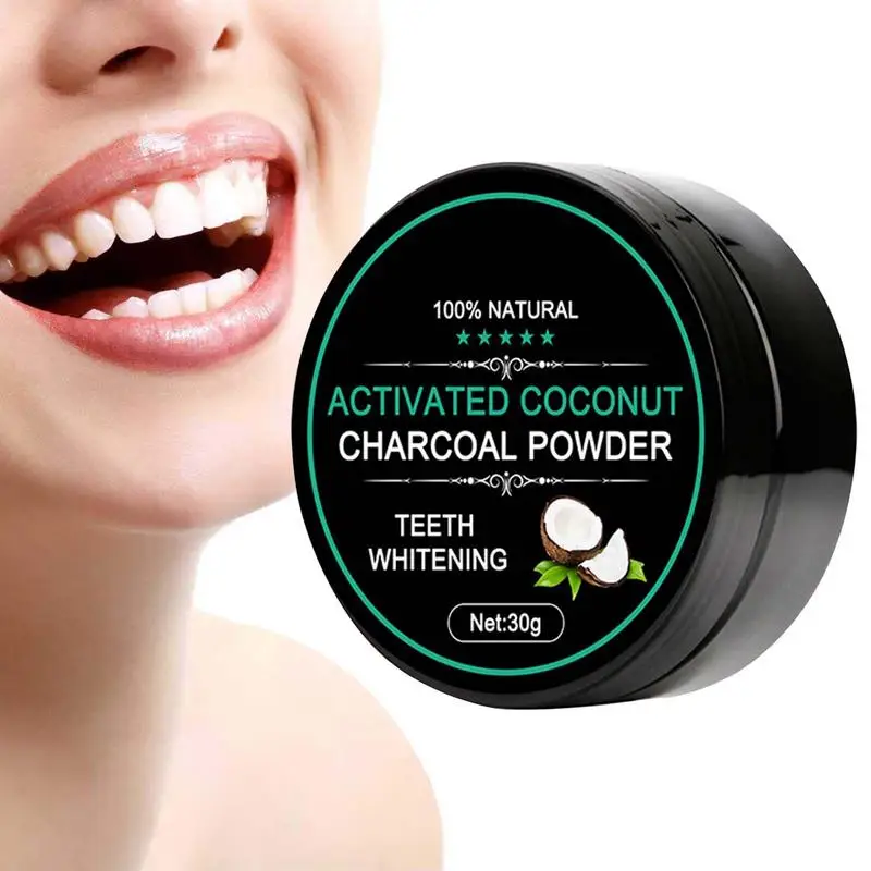 Charcoal Toothpaste Powder Coconut Teeth Whitener Activated Charcoal Powder with Bamboo Toothbrush Teeth Whitening Powder