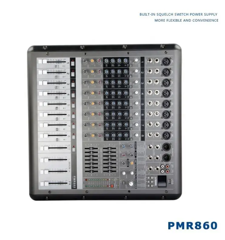 Mikser audio OEM 8-kanałowy 12 16 24-kanałowy z zasilaniem Phantom Power PMR Profesjonalny wzmacniacz mikser dźwięku