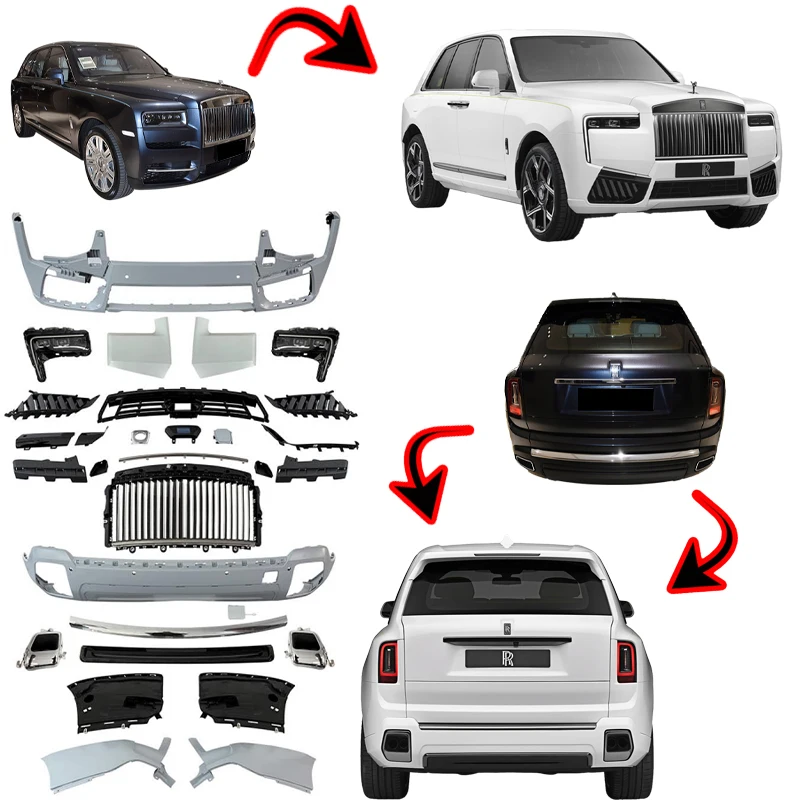 For 2018-2025 Rolls-Royce Cullinan New Condition Fiberglass Front & Rear Car Bumpers Upgrade Kit 2025 Rolls-Royce Cullinan