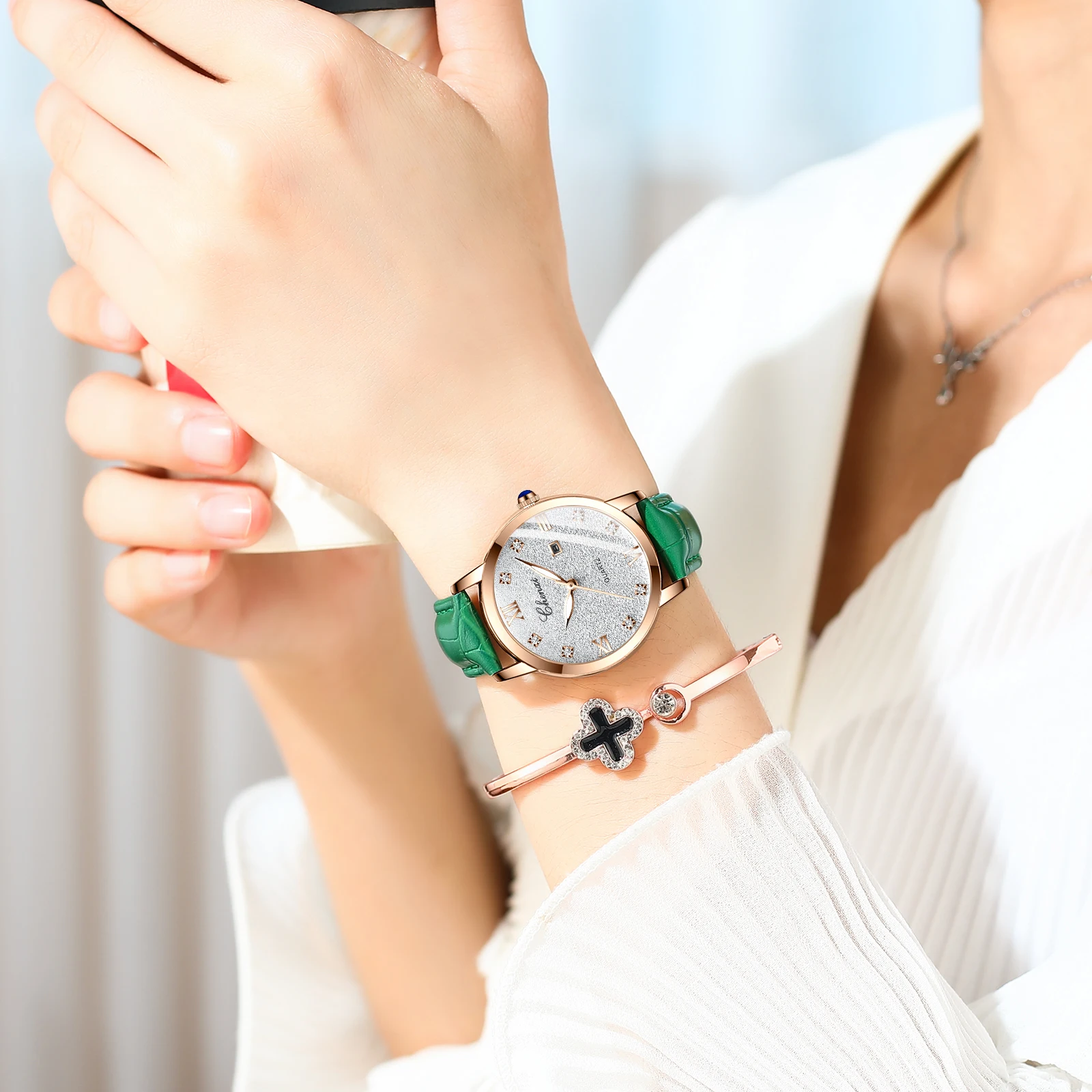 CHENXI 302 reloj de cuarzo con esfera de estrella de alta calidad de lujo, correa de cuero de moda, relojes de pulsera para mujer, reloj para mujer