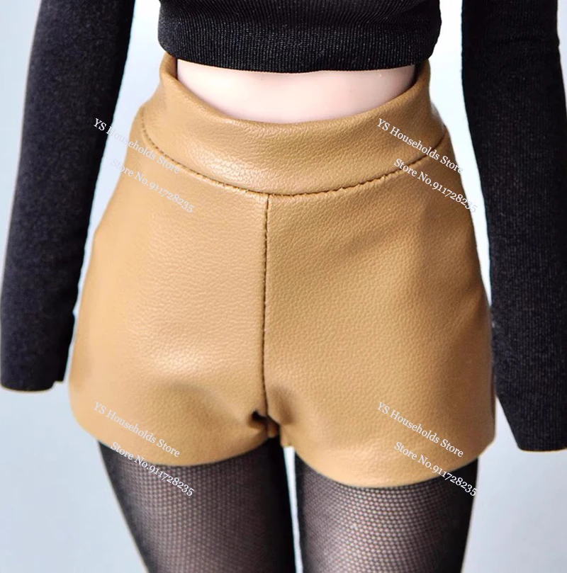 

1/6 женские сексуальные кожаные шорты цвета хаки, однотонные простые короткие штаны, одежда, игрушки, аксессуары для тела 12 дюймов